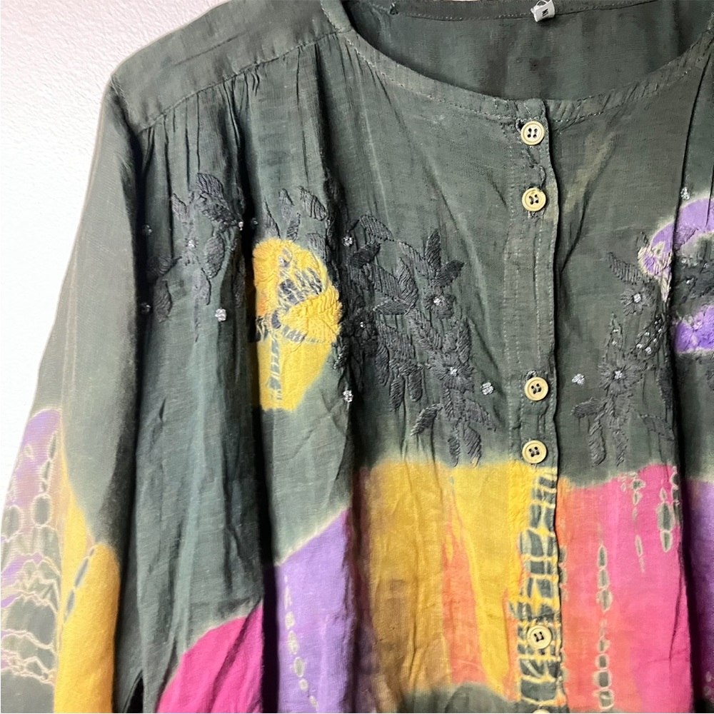 Embroidered Beaded Tie Dye Top - Picture 6 of 10